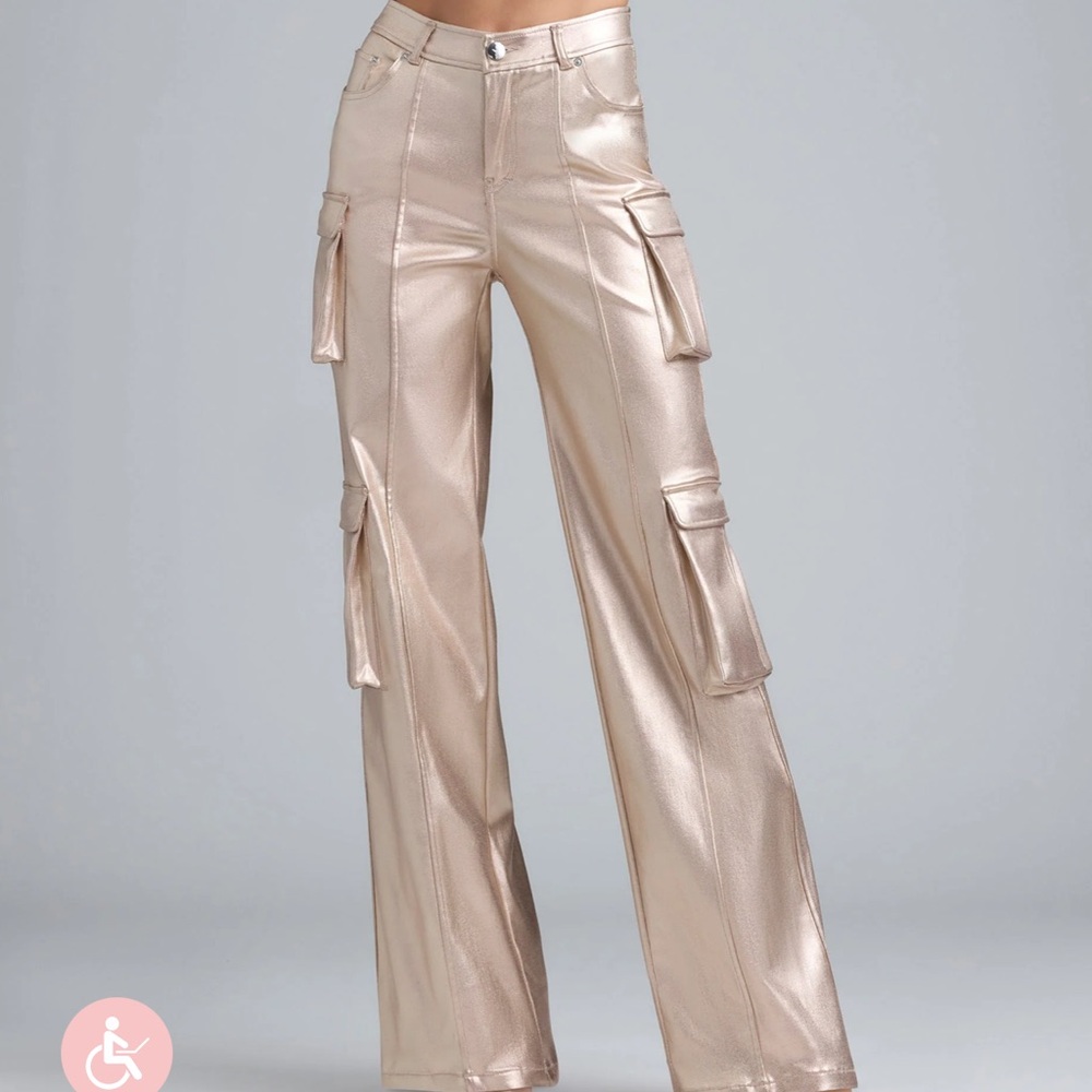 Oh Polly Riley Metallic Denim Cargo Trousers